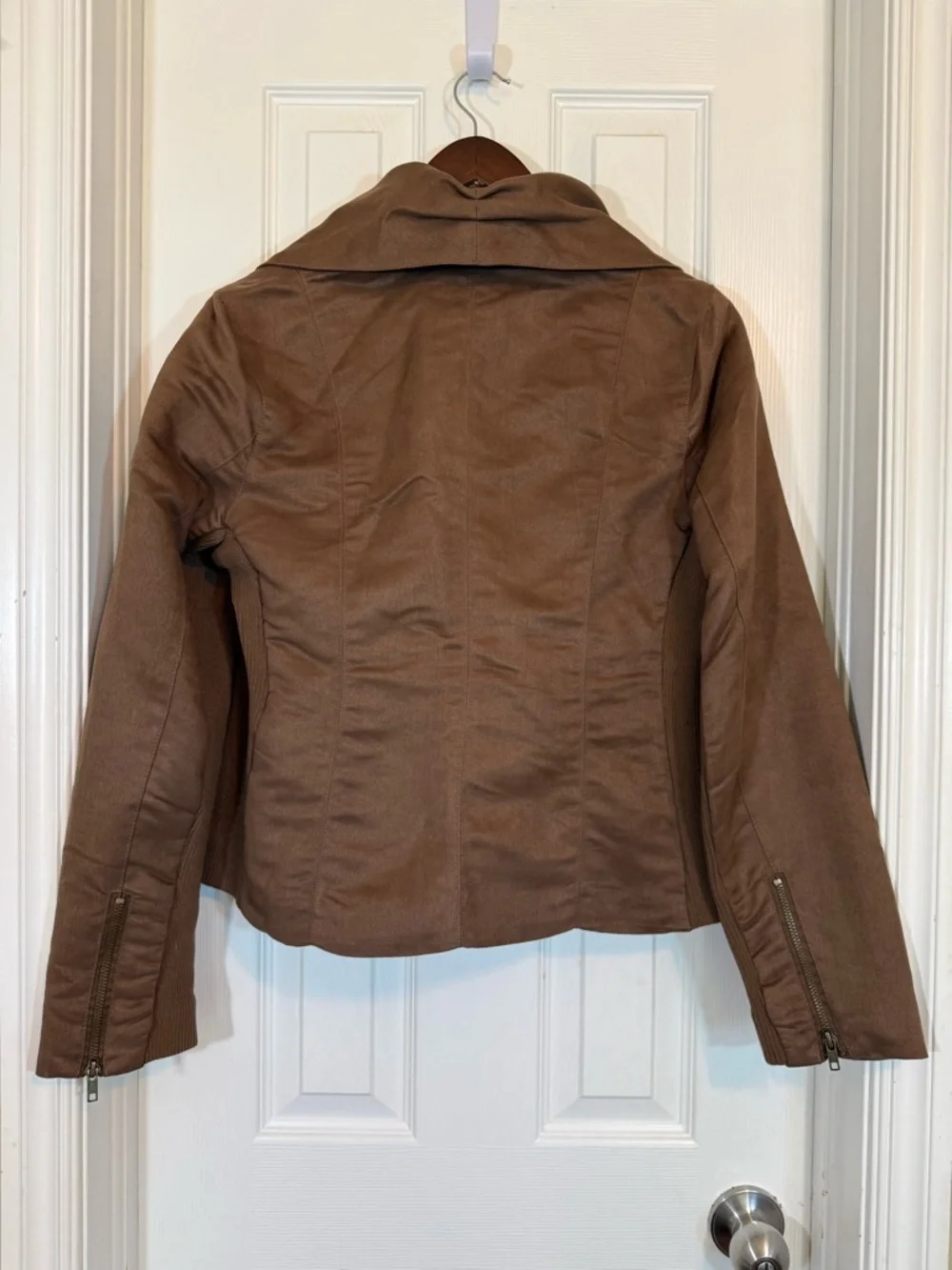 New York & Company Collection Asymmetrical Faux Suede Brown Jacket Size M - Picture 4 of 14